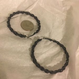 Black textured hoop earrings